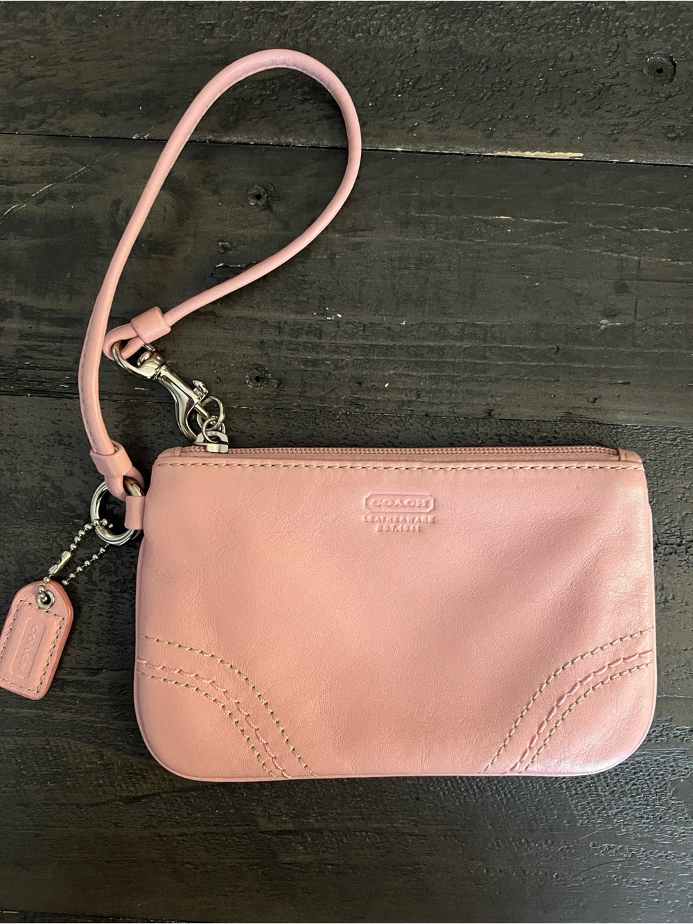Coach Pink Leather Wristlet